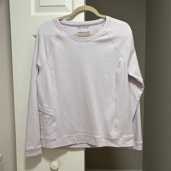 Long Sleeve Striped Tee Crew Neckline Light Purple - Picture 6 of 8